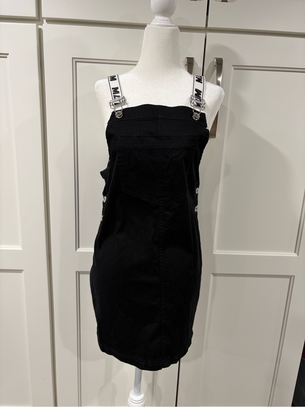 H&M Black Overall  Dress with Branded Straps NWT